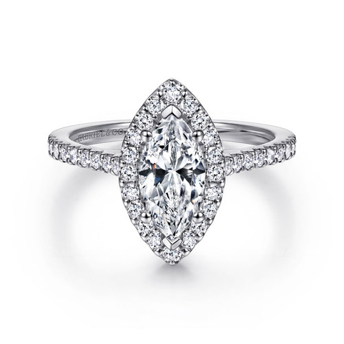 Carly 14K White Gold Marquise Halo Engagement Ring