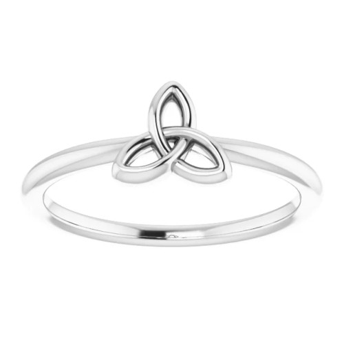 14K gold celtic-inspired trinity knot stacking ring