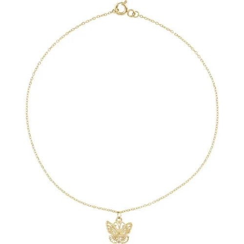 14K yellow gold anklet  with butterfly charm