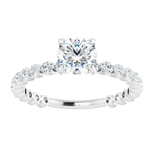 Catherine Round Moissanite Single Prong Bubble Preset Engagement Ring (1 1/2 CT DEW)