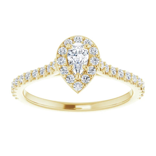 Melanie 14K Yellow Gold Pear Moissanite Halo Engagement Ring (5/8 TCW)