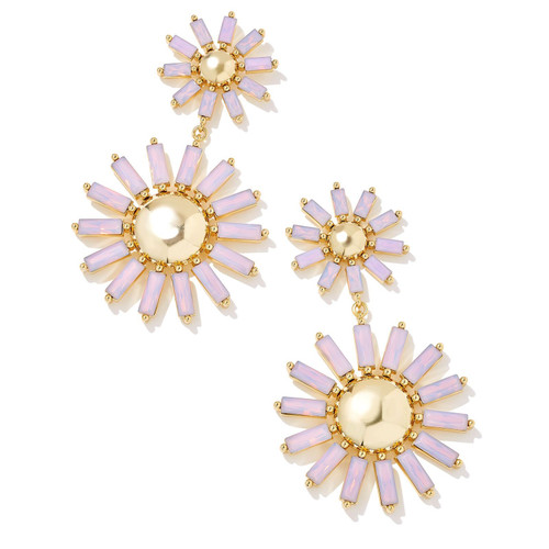 Kendra Scott Madison Daisy Statement Earrings in Pink Opal Crystal