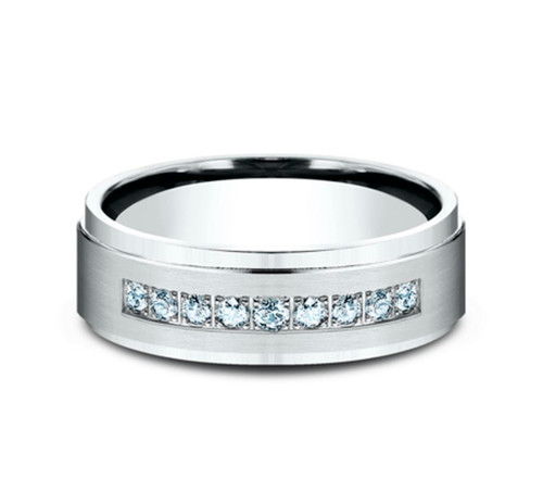 The Archduke 7.00 mm 14K White Gold Pave Diamond Wedding Ring (1/5 TCW)