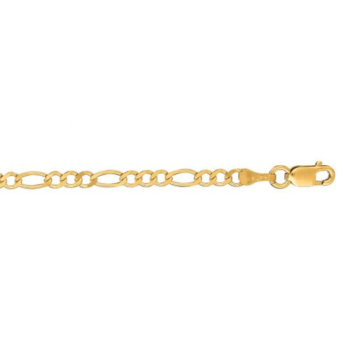 3.1MM 14K Yellow Gold Figaro 24" Chain