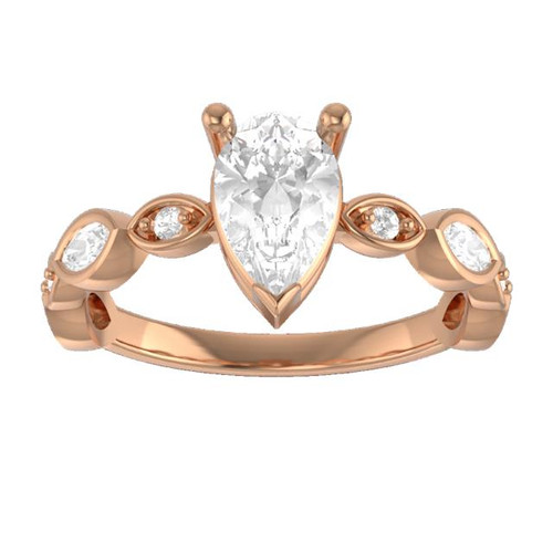 Lola 14K Rose Gold Pear Moissanite Vintage-Inspired Engagement Ring (1 1/5 TCW)