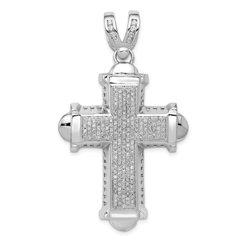 14K Gold Micro Pave Diamond Cross Pendant (7/8 TCW)