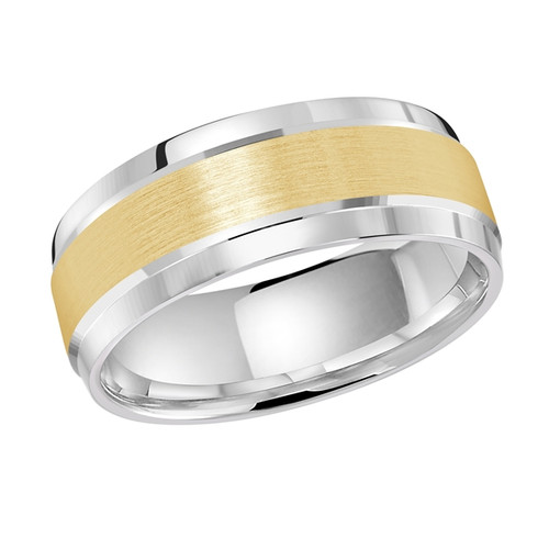 Arlo 14K Two-Tone Gold Satin Center & Polish Edge Wedding Ring