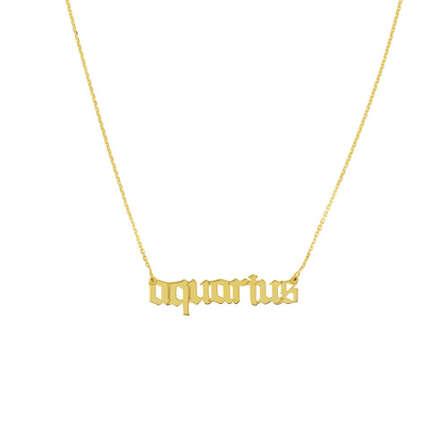 Aquarius 14K Yellow Gold Script Necklace