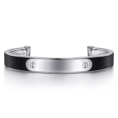 Sterling Silver and Leather ID Cuff Bracelet