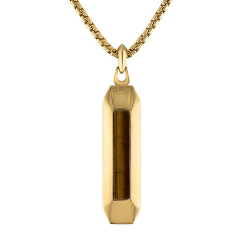 Bulova Gold-Tone Tigers Eye Pendant Necklace