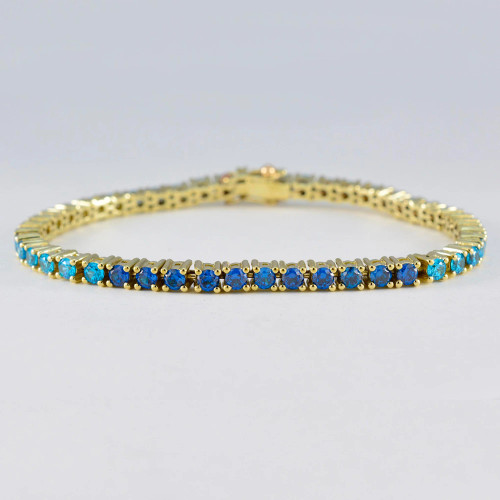 La Kaiser Ombre 18K Yellow Gold Plated Blue Topaz Tennis Bracelet