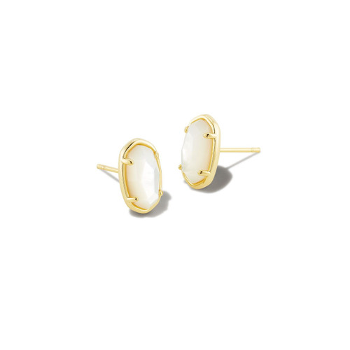 Kendra Scott Grayson Stone Stud Earrings in Gold Ivory Mother of Pearl