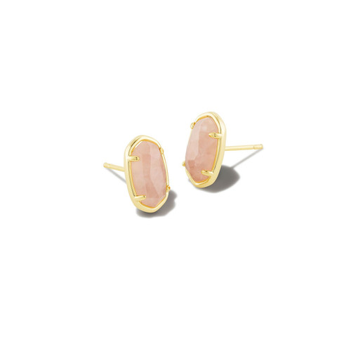 Kendra Scott Grayson Stone Stud Earrings in Gold Rose Quartz