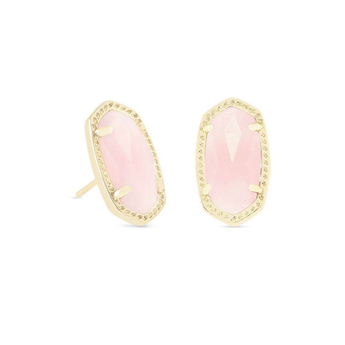 Kendra Scott Ellie Stud Earrings in Gold Rose Quartz