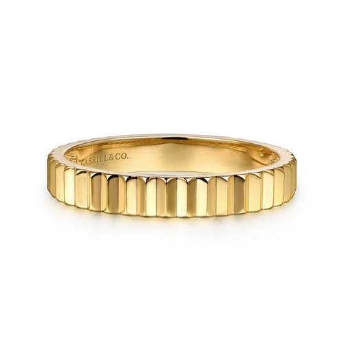 14K Gold Fluted Diamond-Cut Ring