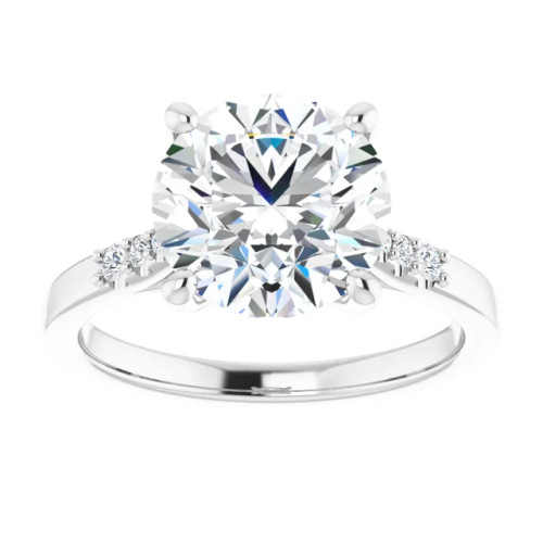 Mia 18K White Gold Round Moissanite Straight Engagement Ring (3 1/5 TCW)