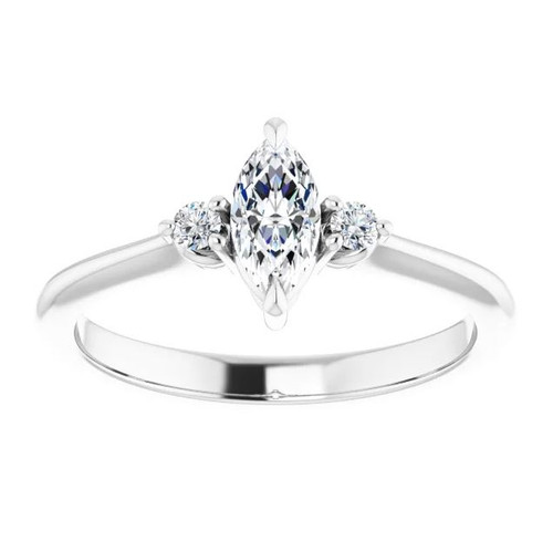 Magdalena Marquise Moissanite Three Stone Preset Engagement Ring (1 CT DEW)