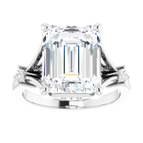 Kinsley Emerald Moissanite Accented Split Shank Preset Engagement Ring (5 TCW)