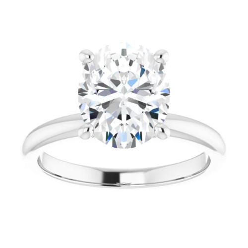 Evelyn 14K White Gold Oval Charles & Colvard Moissanite Hidden Halo Solitaire Engagement Ring (3 TCW)