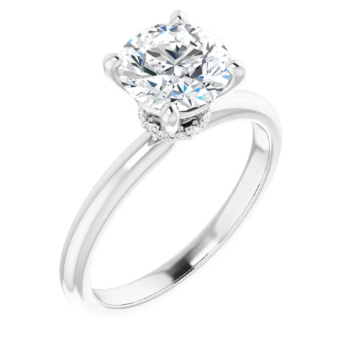 Evelyn 10K White Gold Round Moissanite Solitaire Hidden Halo Engagement Ring (1 1/2 CT DEW)