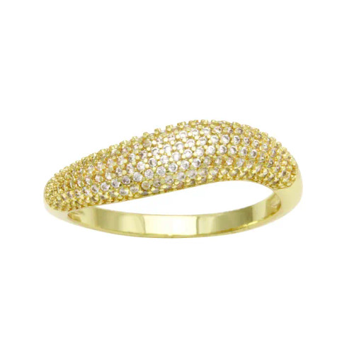 18K Yellow Gold Plated Wave Pave Ring