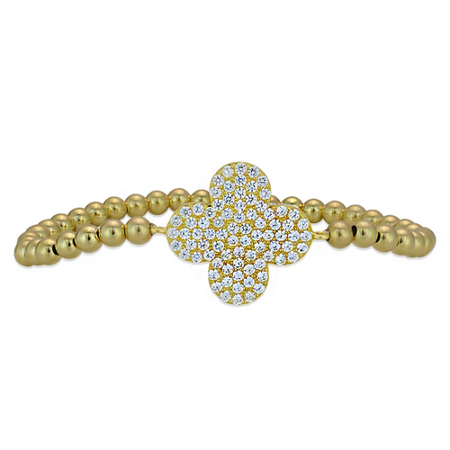 Pave Clover Beaded Bracelet