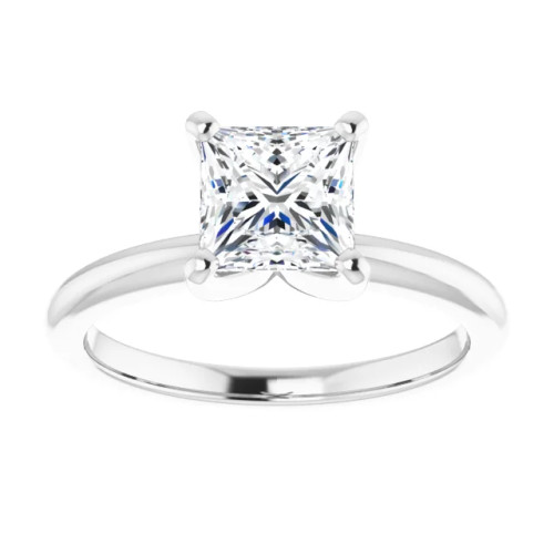 solitaire engagement ring with princess cut moissanite center stone