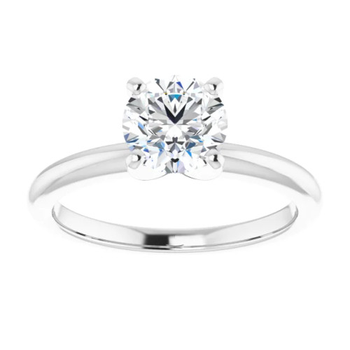 solitaire engagement ring with round moissanite center stone