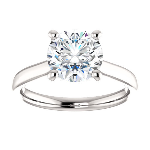 solitaire engagement ring with round moissanite center stone