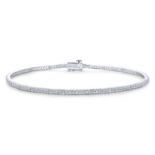 14K white gold natural diamond tennis bracelet