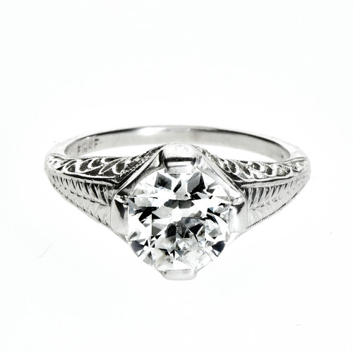 18K White Gold Vintage European Cut Diamond Engagement Ring (1 3/4 TCW)