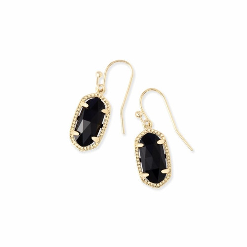 kendra scott lee drop earrings in black opaque glass