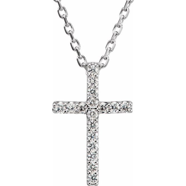 14K gold diamond cross pendant necklace