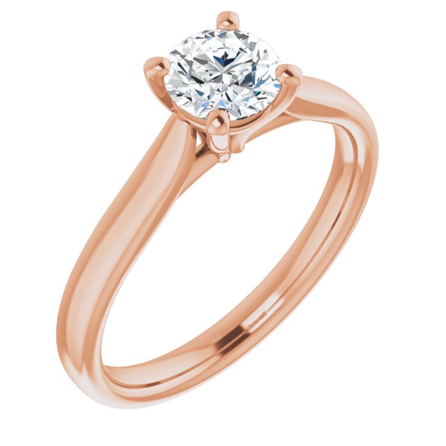 14K rose gold solitaire engagement ring with round lab grown diamond center stone