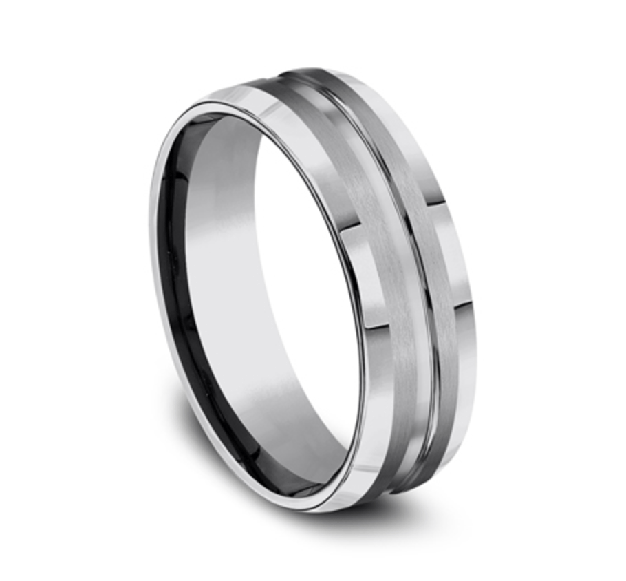 7.00 mm Tungsten Carbide Center Groove Wedding Ring
