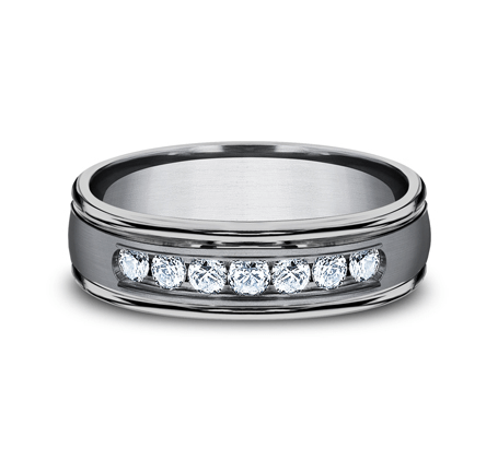 The Adams 6.00 mm Grey Tantalum & Lab Grown Diamond Wedding Ring (2/5 TCW)