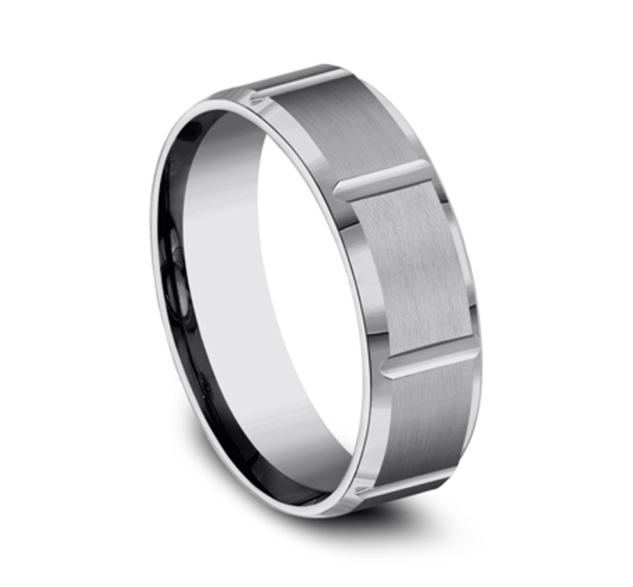 7.00 mm Tungsten Carbide Vertical Groove Wedding Ring