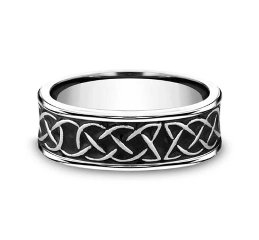 The Dunmore 7.00 mm White Cobalt Celtic Knot Pattern Wedding Ring