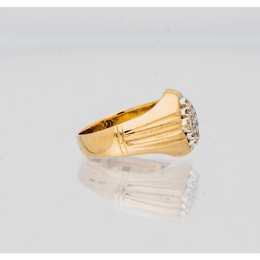18K Yellow Gold Diamond Cluster Vintage Men's Ring (1/3 TCW)