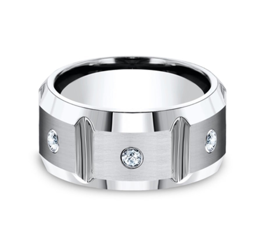 The Siege 10.00 mm White Cobalt Segmented Diamond Wedding Ring (1/5 TCW)