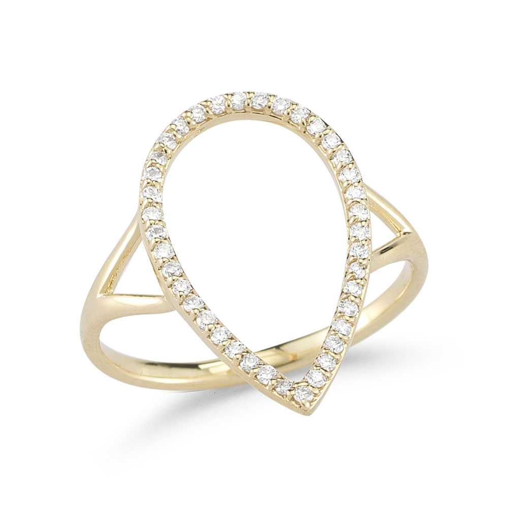 14K yellow gold pear-shaped diamond accented ring