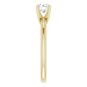 14K yellow gold solitaire engagement ring with round lab grown diamond center stone and polished band