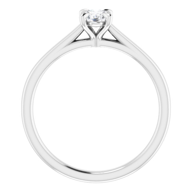 14K white gold solitaire engagement ring with oval diamond center stone