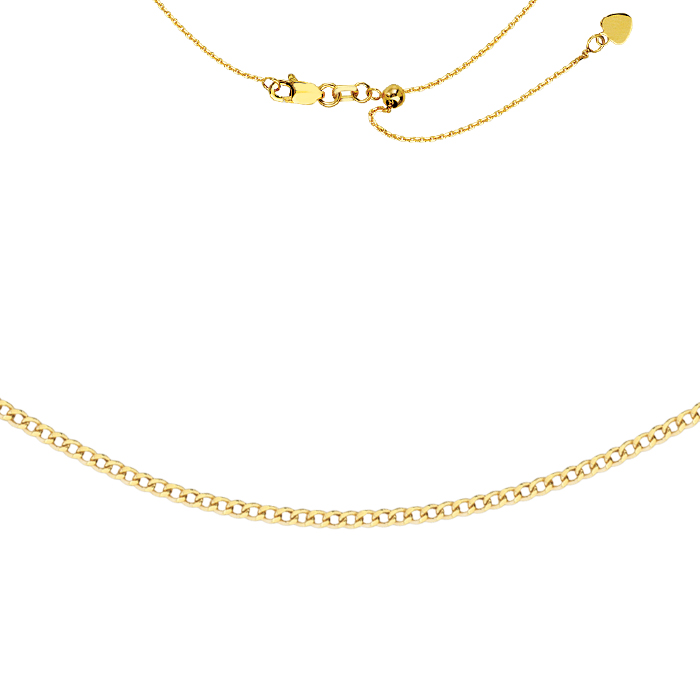 14K yellow gold curb chain choker with adjustable lobster clasp