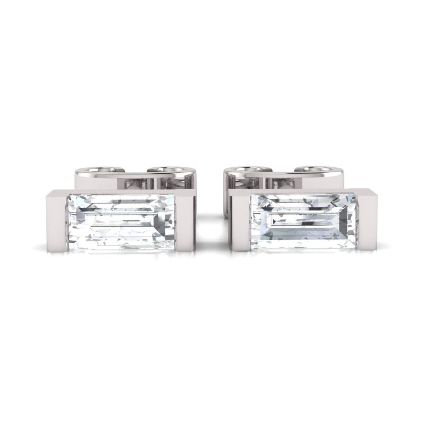 14K gold lab grown diamond baguette stud earrings