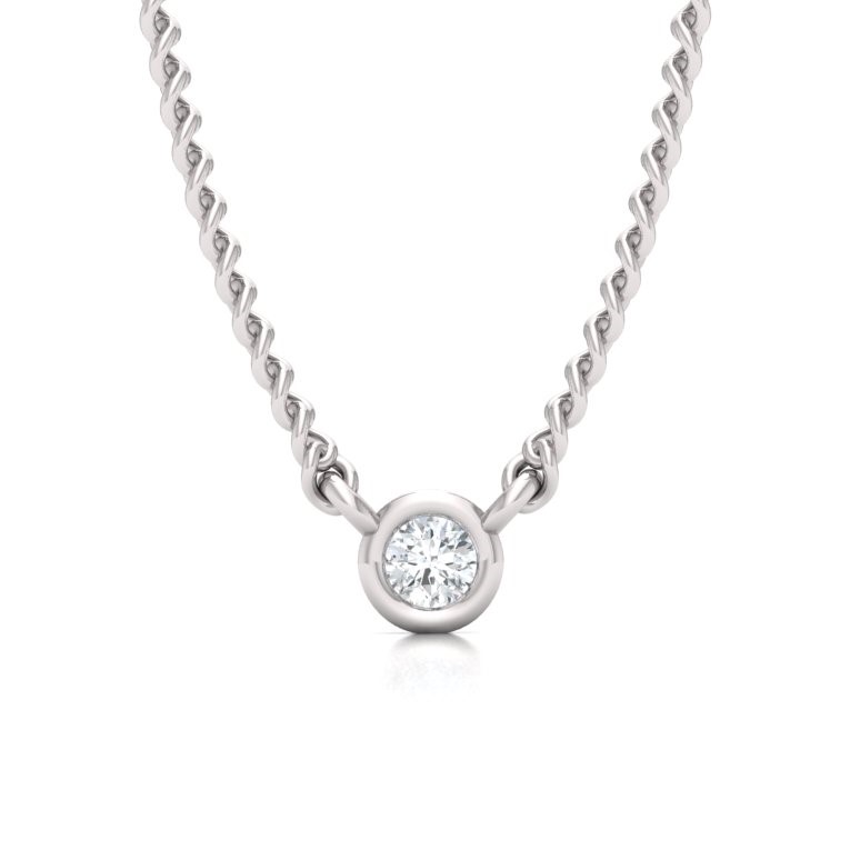 Ivette 14K Gold Round Lab Grown Diamond Bezel Pendant Necklace (1/15 TCW)