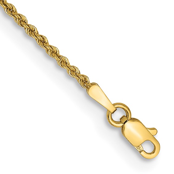 1.5MM 14K Yellow Gold Rope Chain Bracelet