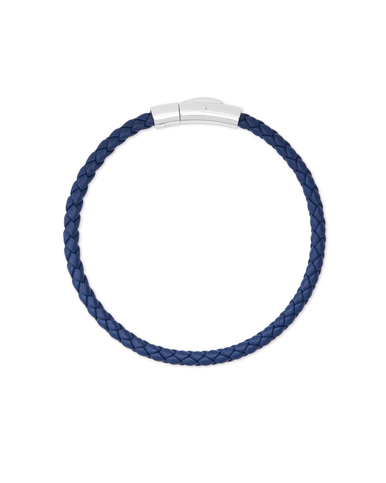 Evans Sterling Silver Corded Bracelet in Blue Leather