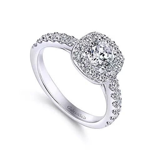 Skylar 14K White Gold Round Moissanite Halo Engagement Ring (1 1/5 TCW)