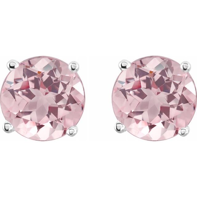 14K gold basket stud earrings with pink morganite